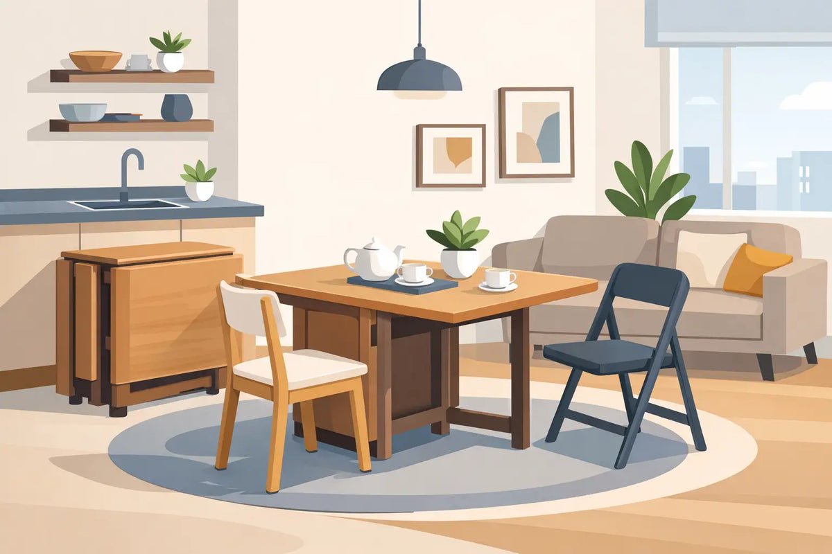 Mesa de comedor plegable para espacios pequeños