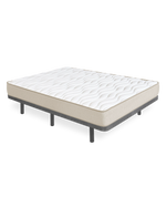 Colchón: Blanco/Beige - Base: Gris/Negro metálico