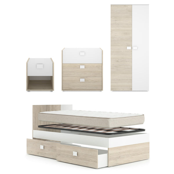 Pack ahorro juvenil Habitación completa Dina con Colchón Nova 90 x 190 cm y Somier