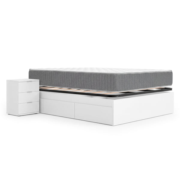 Pack ahorro matrimonio Cama compacta, 2 Mesitas de noche, Colchón viscoelástico y muelles Aurea y Somier 150 x 190 cm
