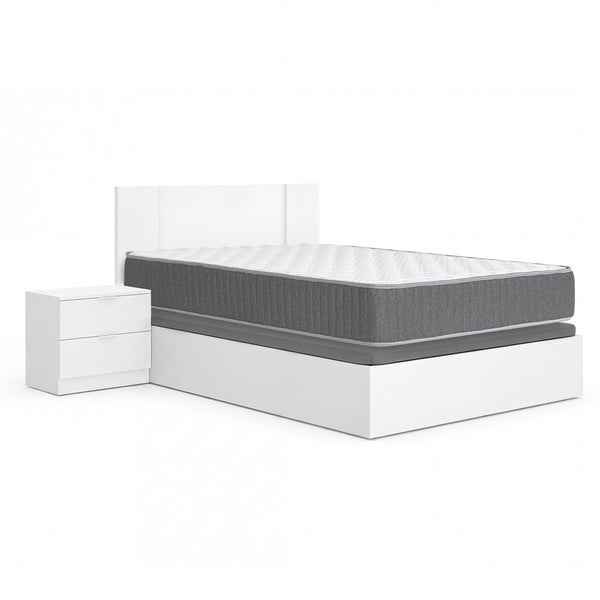 Pack ahorro matrimonio Canapé, Cabecero con 2 Mesitas Flow y Colchón viscoelástico y muelles Aurea 135 x 190 cm