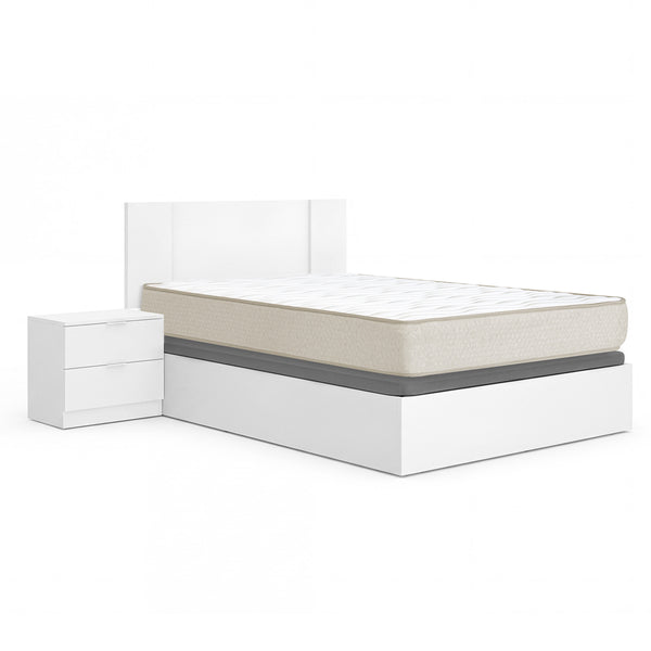 Pack ahorro matrimonio Canapé, Cabecero con 2 Mesitas Flow y Colchón viscoelástico Nova Plus 135 x 190 cm