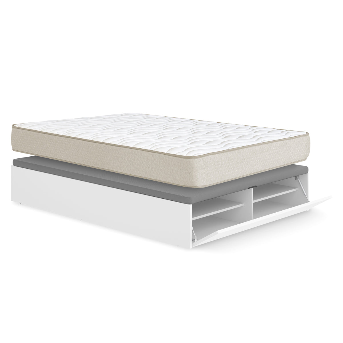 Pack ahorro matrimonio Canapé con zapatero Lan y Colchón viscoelástico Nova Plus 150 x 190 cm