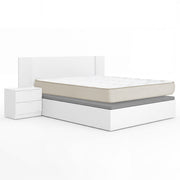 Pack ahorro matrimonio Canapé, Cabecero con 2 Mesitas Len y Colchón viscoelástico Nova Plus 150 x 190 cm