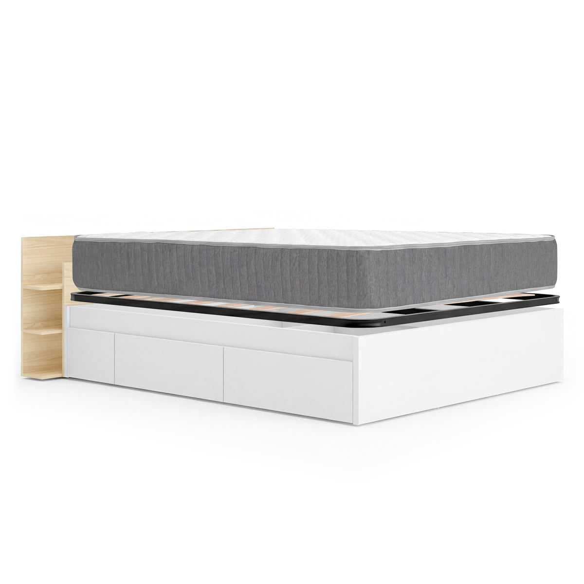 Pack ahorro matrimonio Cama compacta, Cabecero Tori, Colchón viscoelástico y muelles Aurea y Somier 150 x 190 cm
