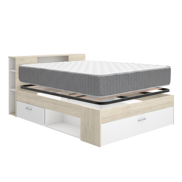 Pack ahorro matrimonio Cama Lanka con cabecero, Colchón Aurea y Somier 135 x 190 cm