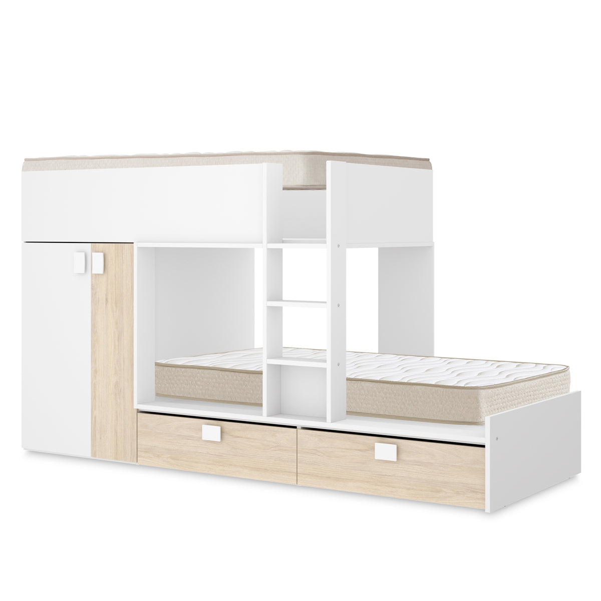 Pack ahorro juvenil Cama tren Matt con 2 Colchones viscoelásticos Nova 90 x 190 cm