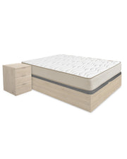 Pack ahorro matrimonio Canapé Nest, 2 Mesitas de noche y Colchón viscoelástico Nova Plus 135 x 190 cm