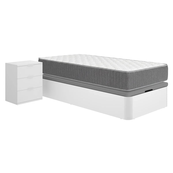 Pack ahorro juvenil Canapé Round con Colchón Aurea 105 x 190 cm y Mesita de noche Rio