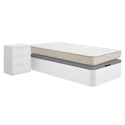 Pack ahorro juvenil Canapé Round con Colchón viscoelástico Nova 90 x 190 cm y Mesita de noche Rio