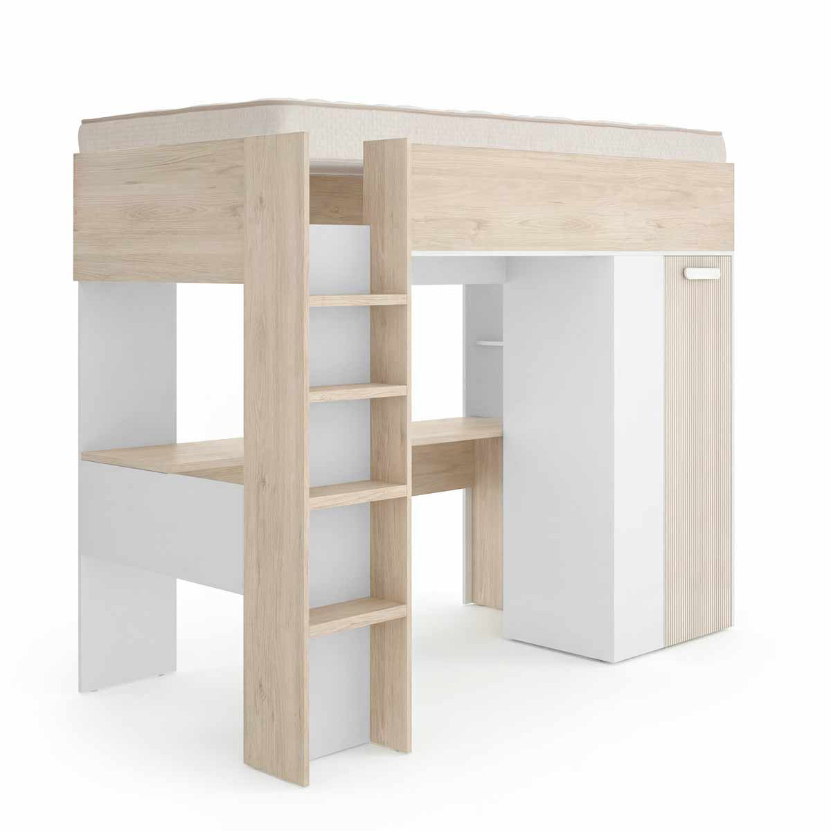 Pack ahorro juvenil Cama alta Spylo con Colchón viscoelástico Nova 90 x 190 cm