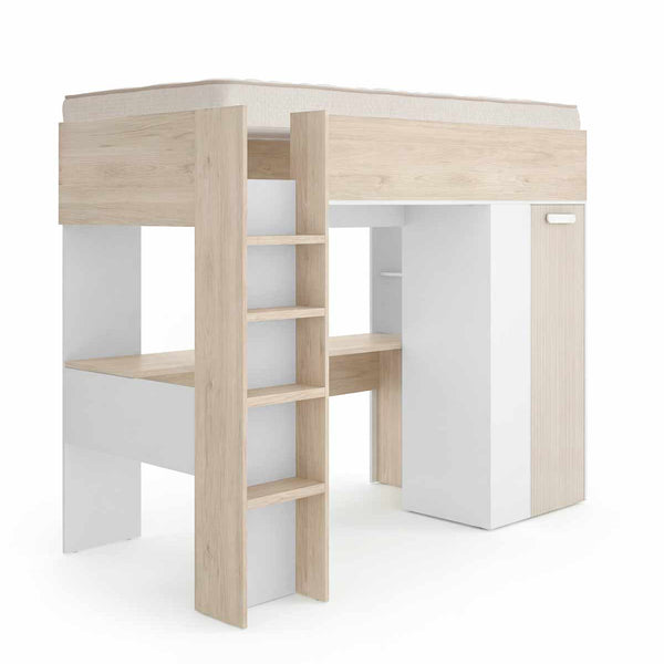 Pack ahorro juvenil Cama alta Spylo con Colchón viscoelástico Nova 90 x 190 cm