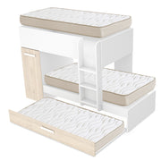 Pack ahorro juvenil Cama tren triple Tom con 3 Colchones viscoelásticos Nova 90 x 190 cm