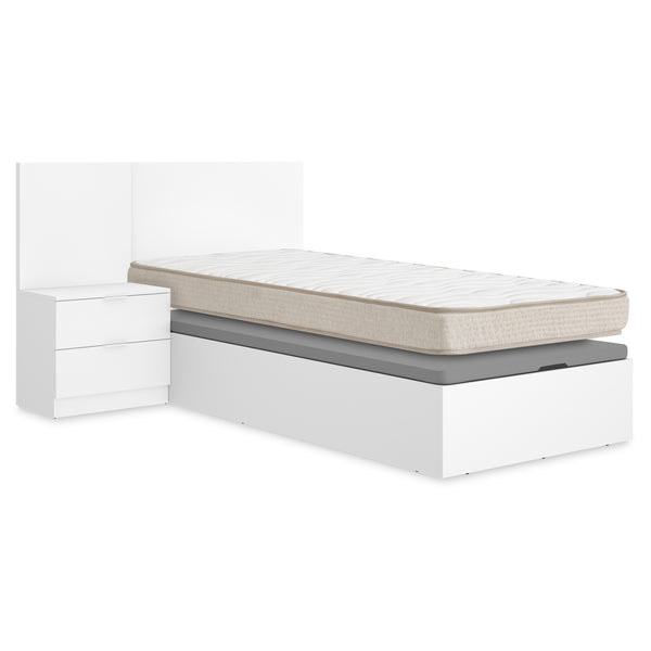 Pack ahorro juvenil Canapé con Cabecero y una Mesita Flow, y Colchón viscoelástico Nova de 90 x 190 cm