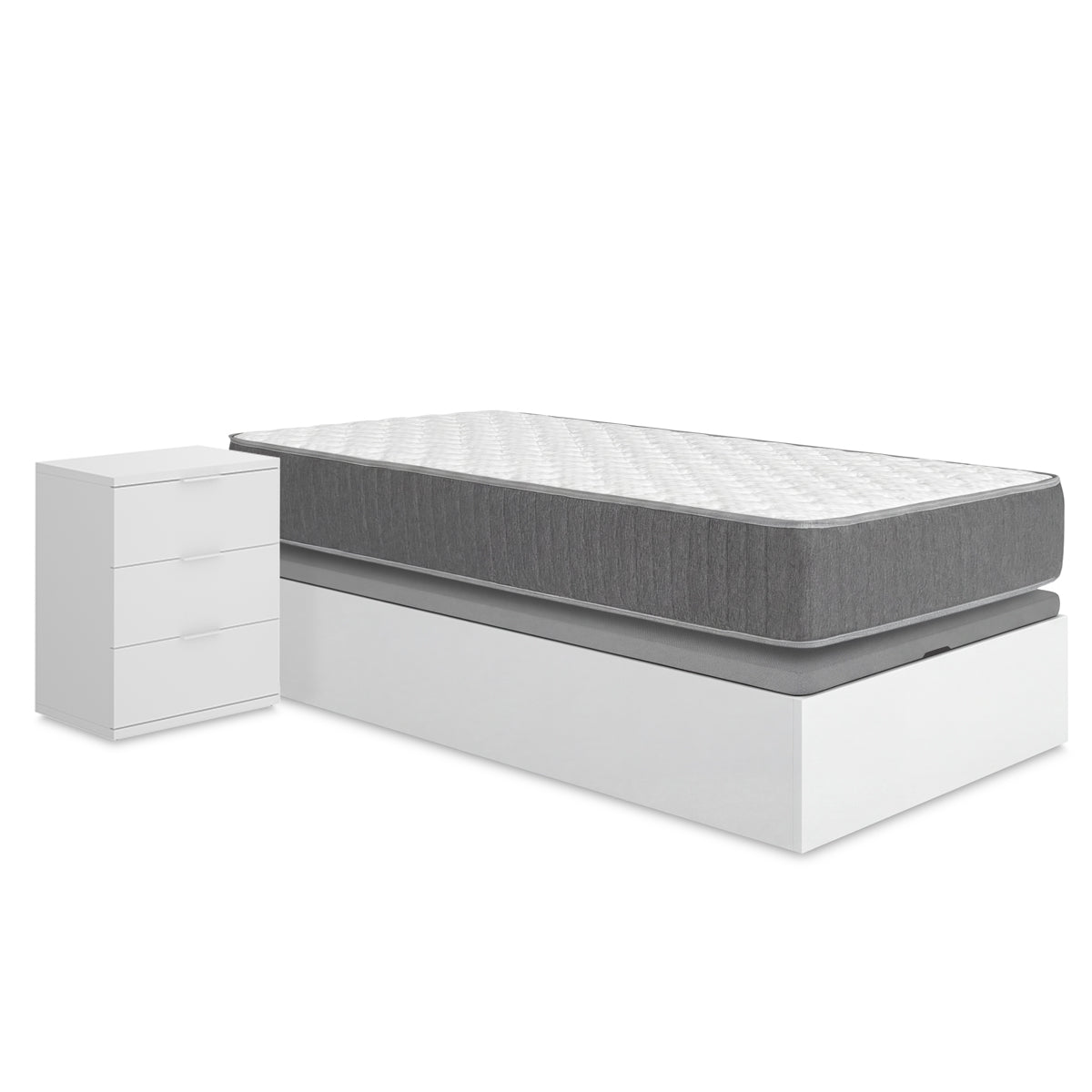Pack ahorro juvenil Canapé Nest con Colchón Aurea 90 x 190 cm y Mesita de noche Rio