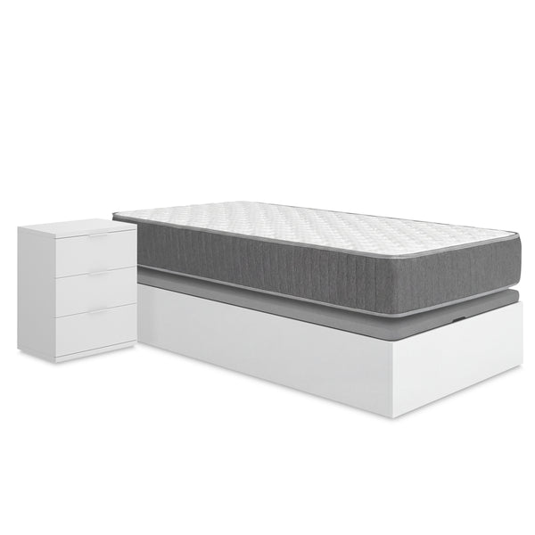 Pack ahorro juvenil Canapé Nest con Colchón Aurea 90 x 190 cm y Mesita de noche Rio