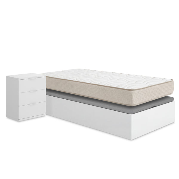 Pack ahorro juvenil Canapé Nest con Colchón viscoelástico Nova Plus 105 x 190 cm y Mesita de noche Rio