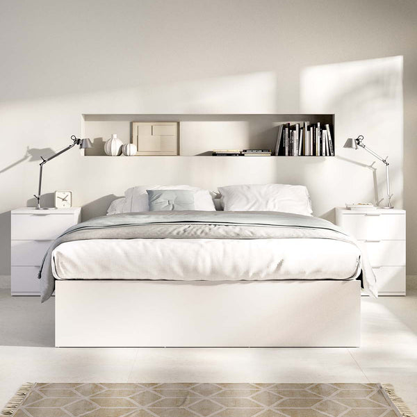 Pack ahorro matrimonio Cama compacta, 2 Mesitas de noche, Colchón viscoelástico y muelles Aurea y Somier 150 x 190 cm