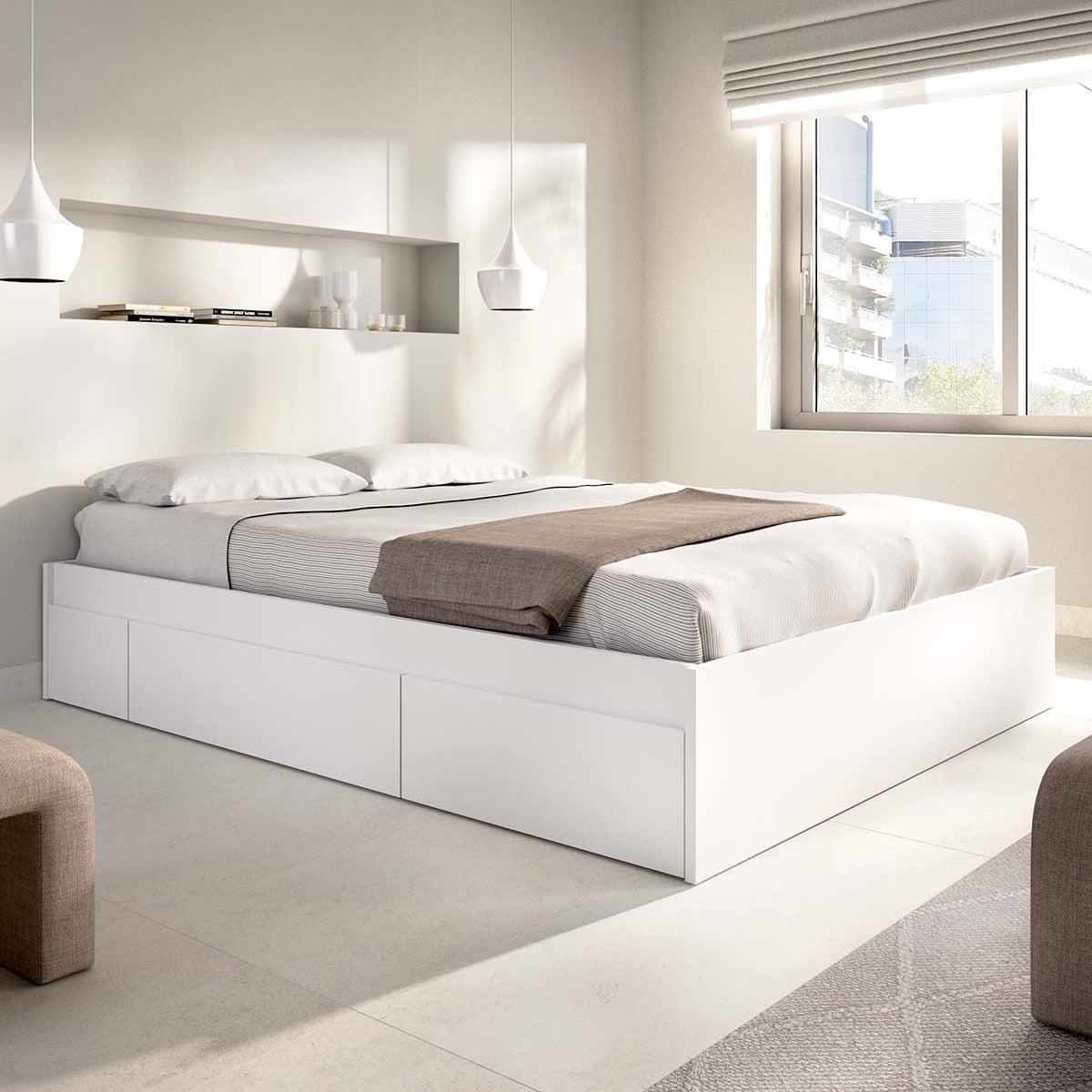 Pack ahorro matrimonio Cama compacta Alice, Colchón viscoelástico Nova Plus y Somier 150 x 190 cm