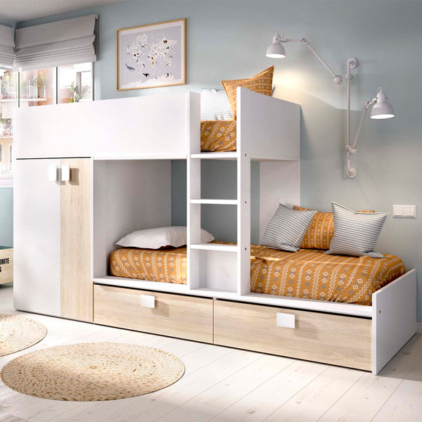 Pack ahorro juvenil Cama tren Matt con 2 Colchones viscoelásticos Nova 90 x 190 cm