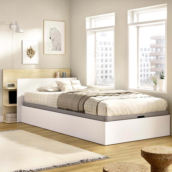 Pack ahorro juvenil Canapé con Cabecero Tori y Colchón viscoelástico Nova 90 x 190 cm