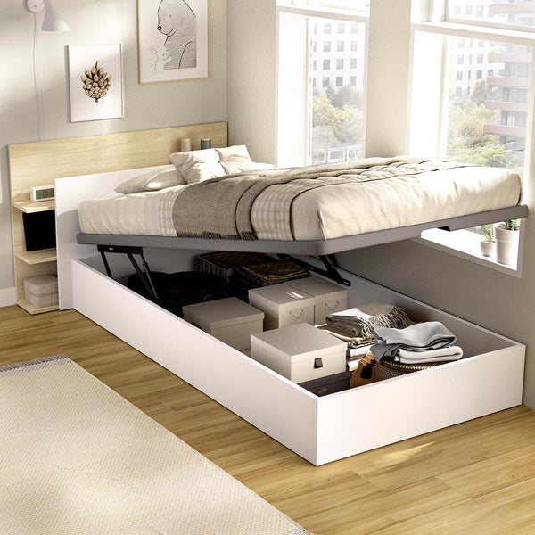 Pack ahorro juvenil Canapé con Cabecero Tori y Colchón viscoelástico Nova 90 x 190 cm