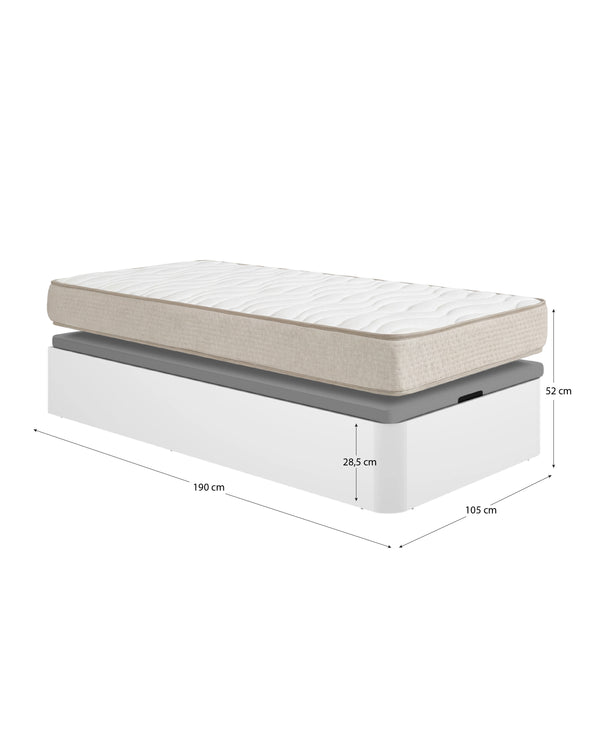 Pack ahorro juvenil Canapé abatible Round con Colchón viscoelástico Nova Plus 105 x 190 cm