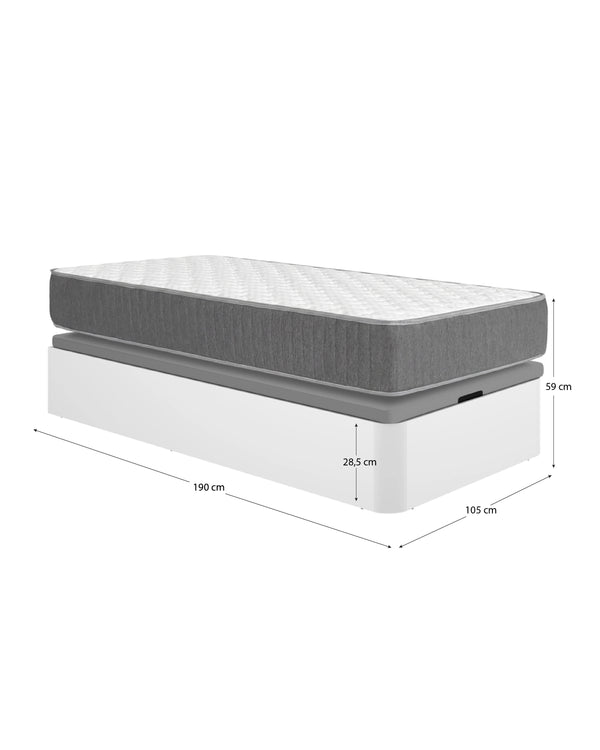 Pack ahorro juvenil Canapé Round con Colchón viscoelástico y muelles ensacados Aurea 105 x 190 cm