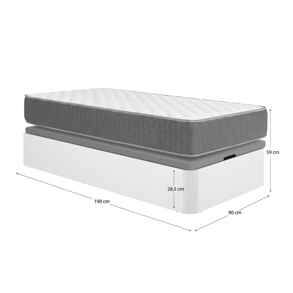 Pack ahorro juvenil Canapé Round con Colchón viscoelástico y muelles ensacados Aurea 90 x 190 cm