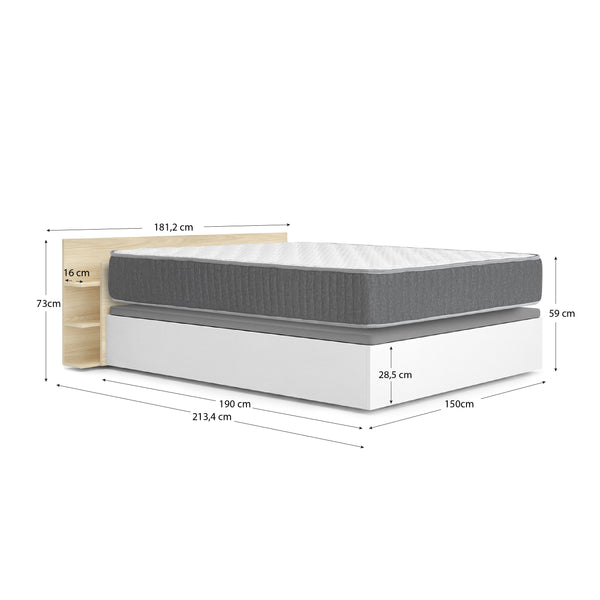 Pack ahorro matrimonio Canapé, Cabecero Tori y Colchón viscoelástico y muelles Aurea 150 x 190 cm