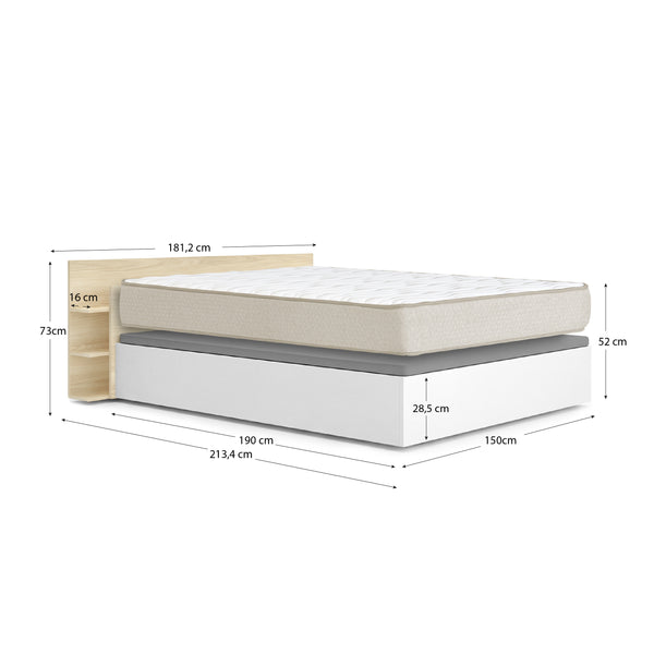 Pack ahorro matrimonio Canapé, Cabecero Tori y Colchón viscoelástico Nova Plus 150 x 190 cm
