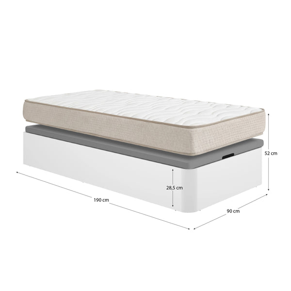 Pack ahorro juvenil Canapé abatible Round con Colchón viscoelástico Nova Plus 90 x 190 cm