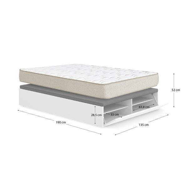 Pack ahorro matrimonio Canapé con zapatero Lan y Colchón viscoelástico Nova Plus 135 x 190 cm