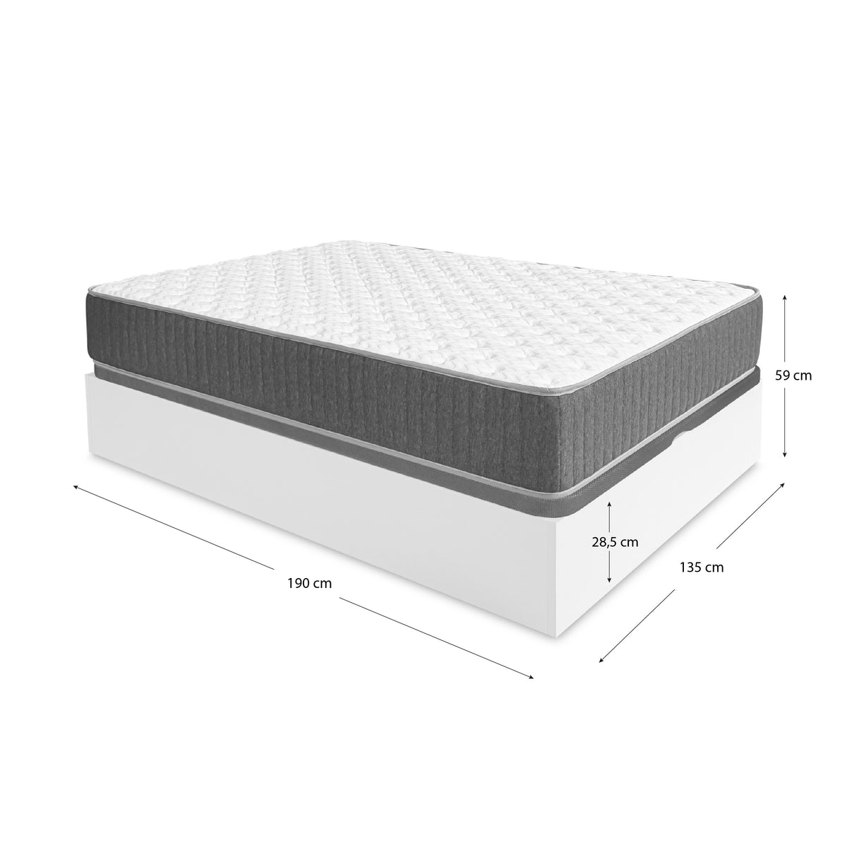 Pack ahorro matrimonio Canapé abatible Nest con Colchón viscoelástico y muelles Aurea, 27cm de Grosor, 135 x 190 cm