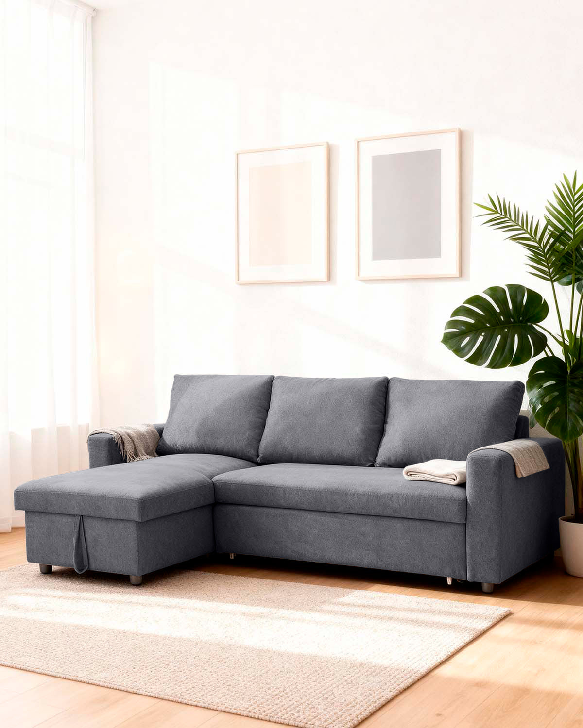 Sofá cama con chaise longue y almacenaje Ivy