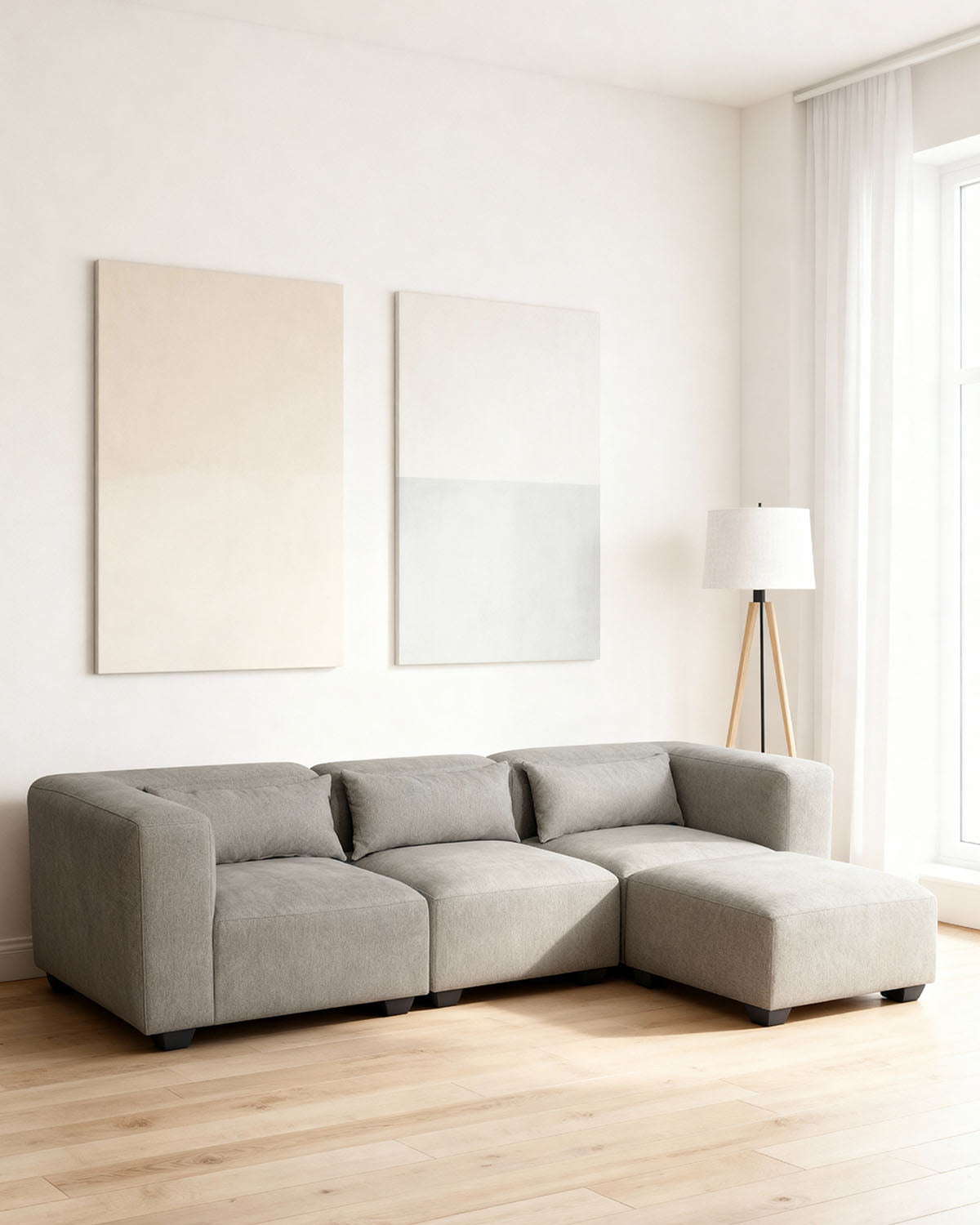 Sofá modular tres plazas Liza con reposapiés