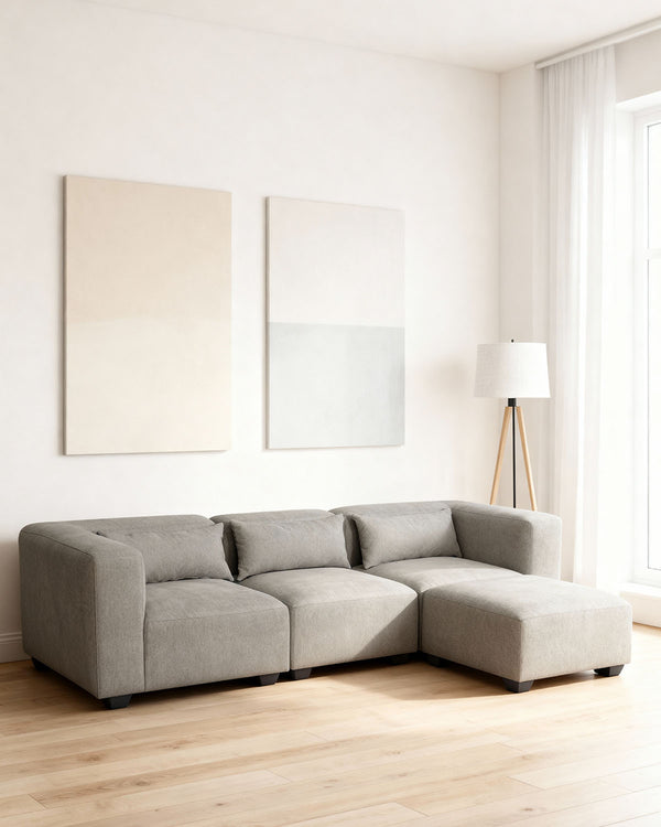 Sofá modular tres plazas Liza con reposapiés