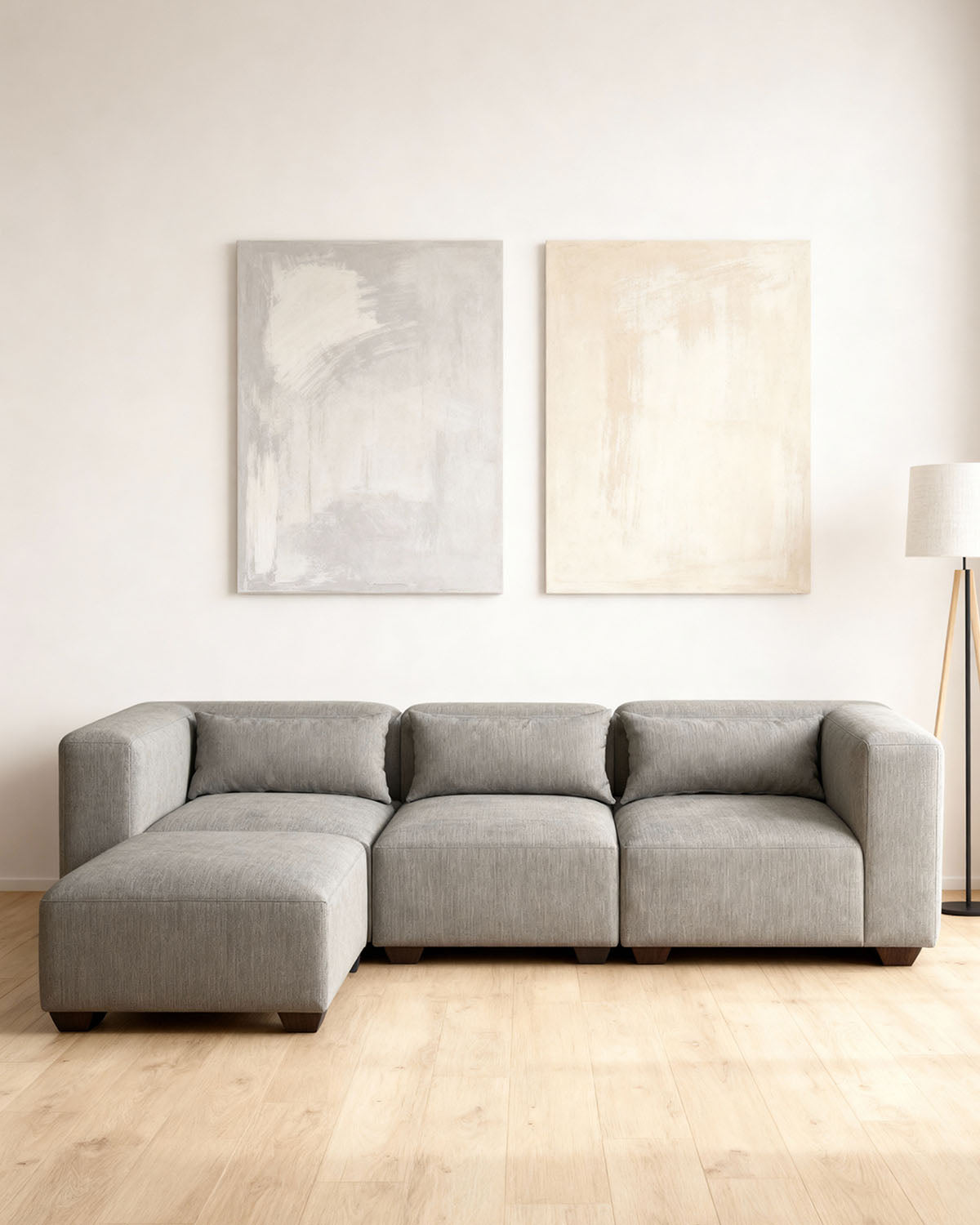 Sofá modular tres plazas Liza con reposapiés