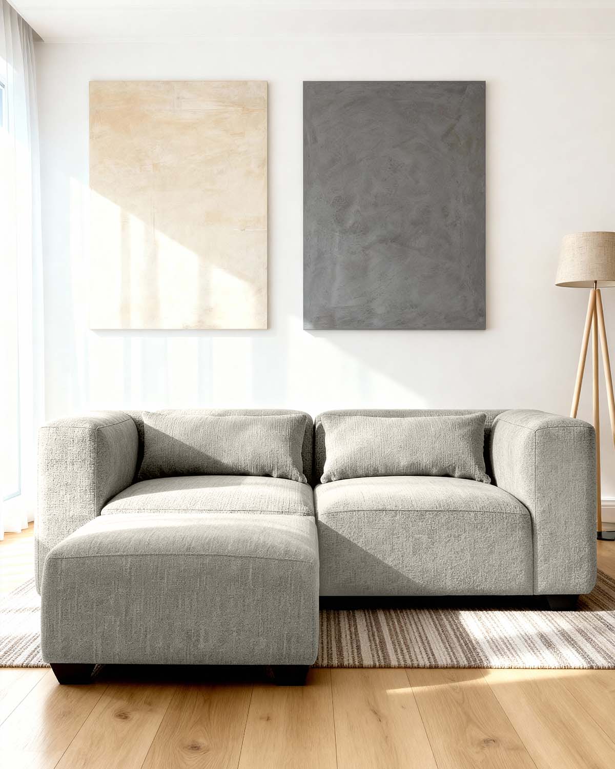 Sofá modular dos plazas Liza con reposapiés