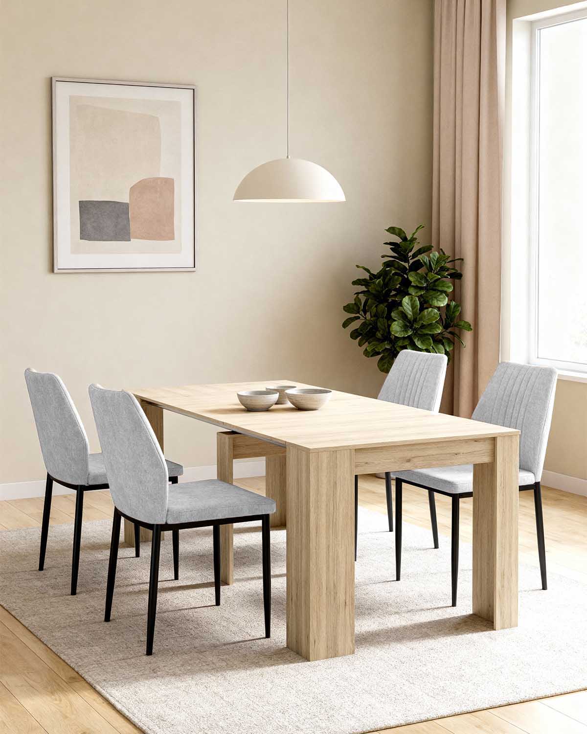 Pack ahorro de mesa extensible Kiona y sillas Manuela