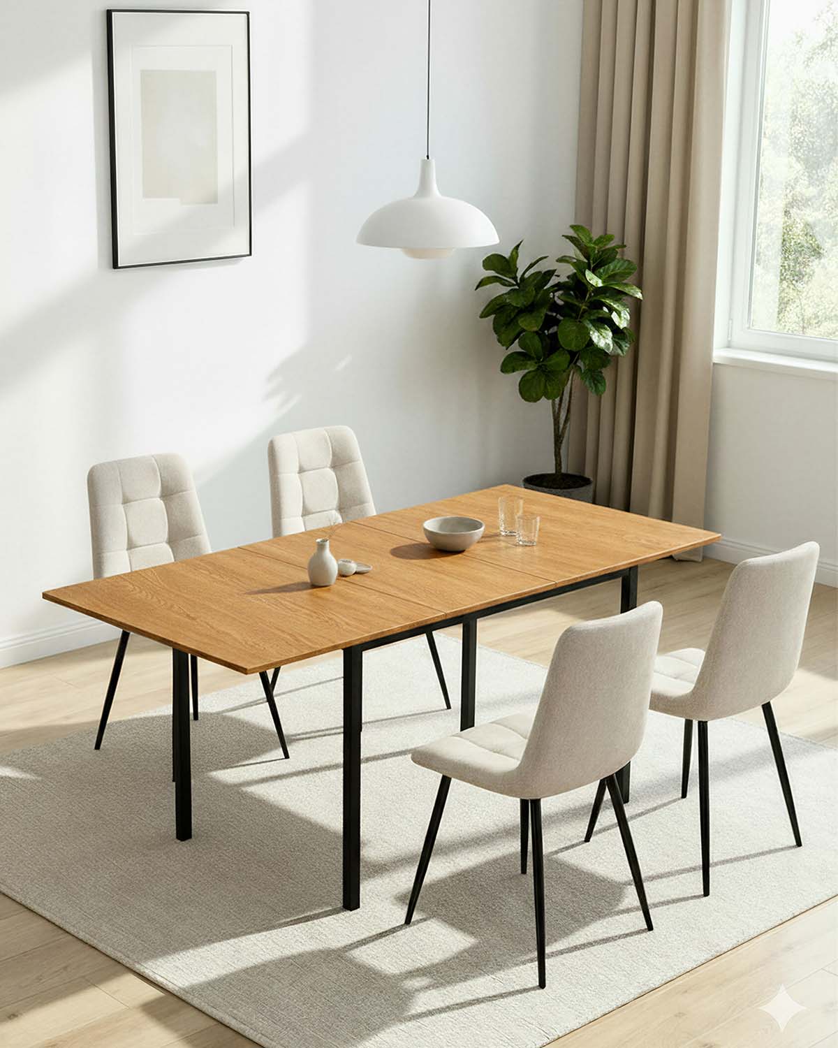 Pack ahorro de mesa extensible Elba y sillas Shanna