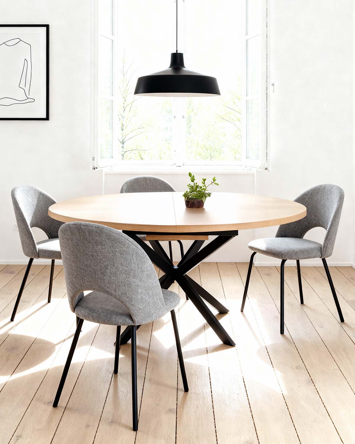 Pack ahorro de mesa extensible Elvia y sillas Lupe