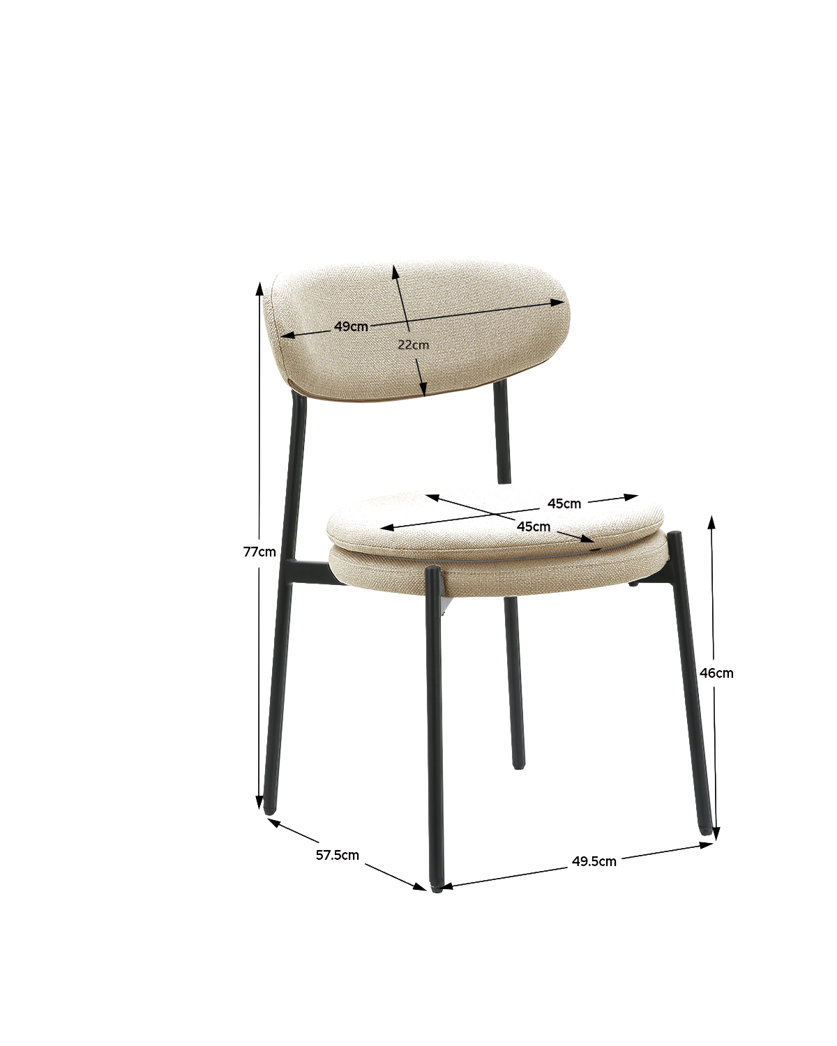 Set de 4 sillas de comedor tapizadas Faith