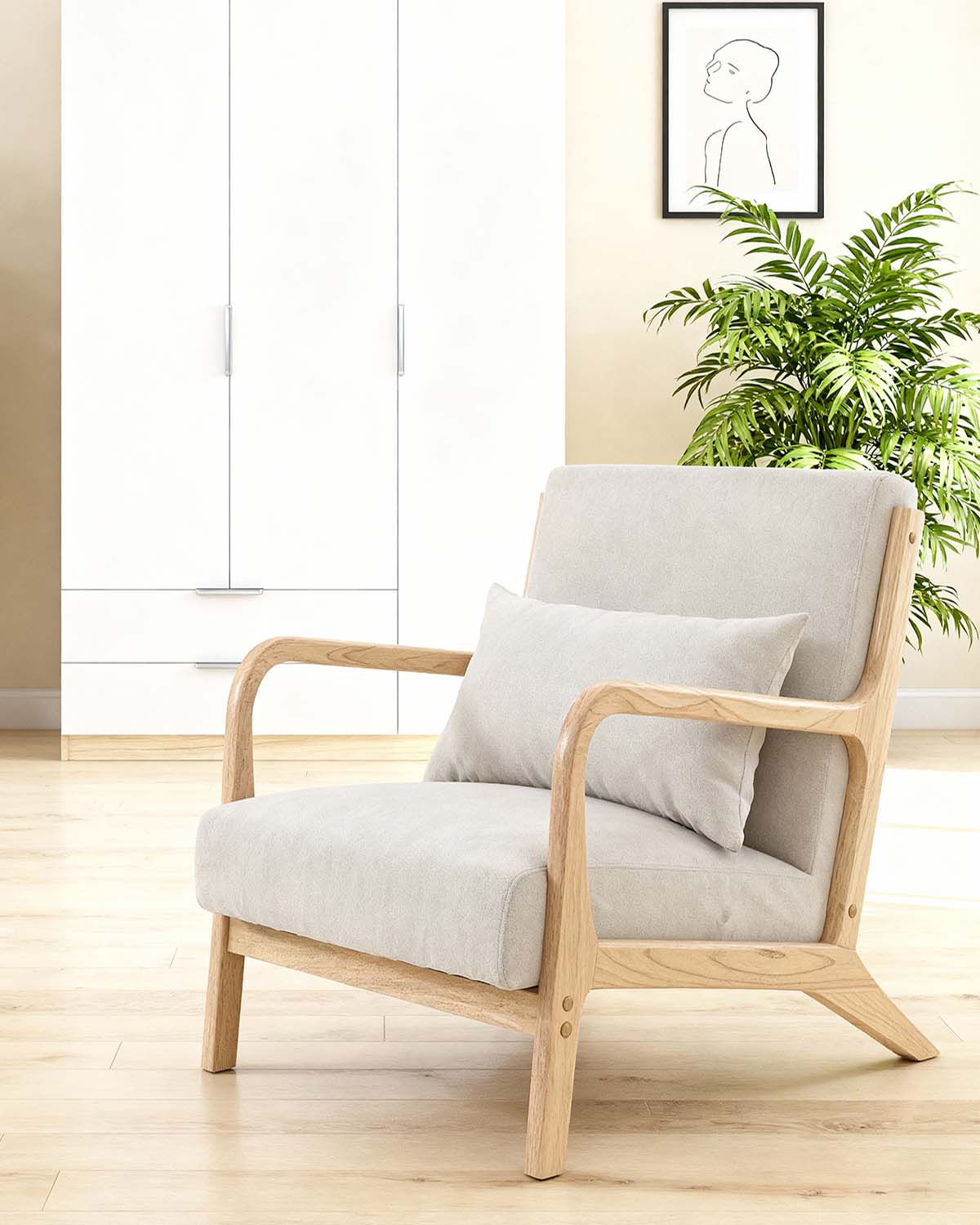 Sillón tapizado en tela Carrie