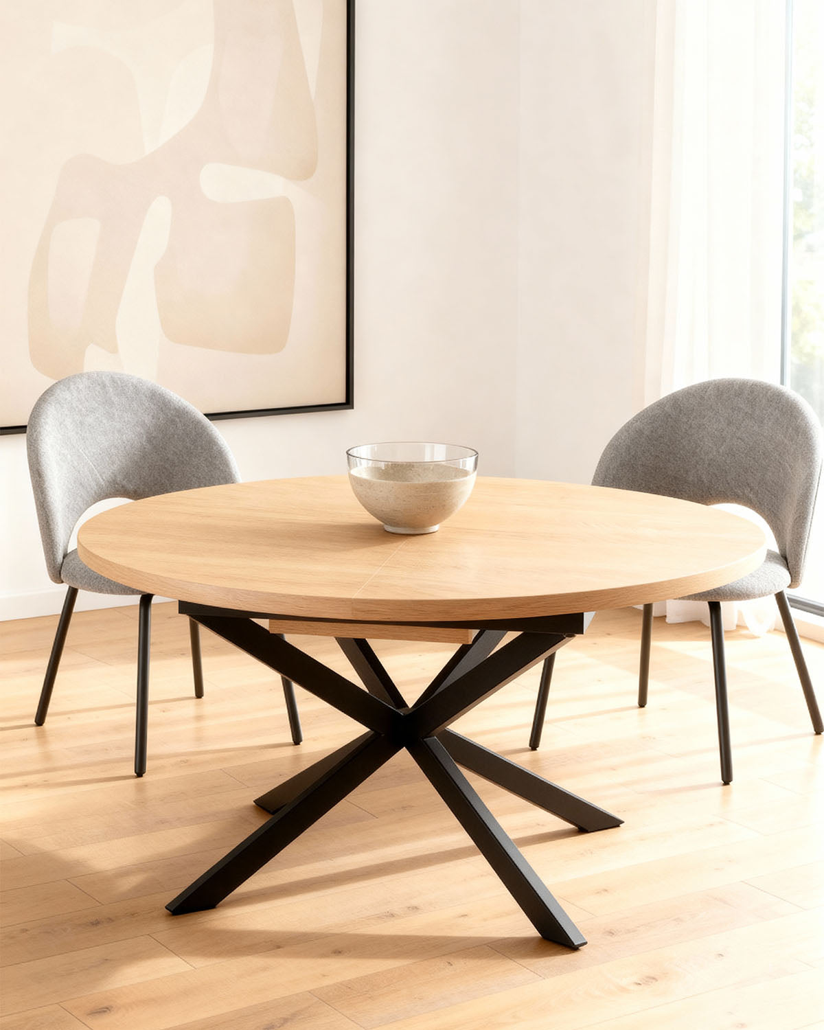 Mesa de comedor redonda extensible Elvia