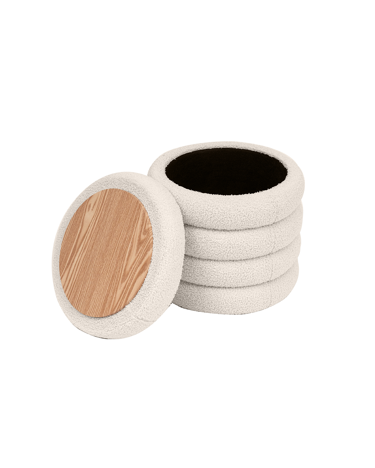 Puff con almacenaje tapizado en teddy Effie