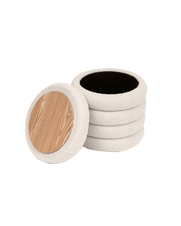 Puff con almacenaje tapizado en teddy Effie