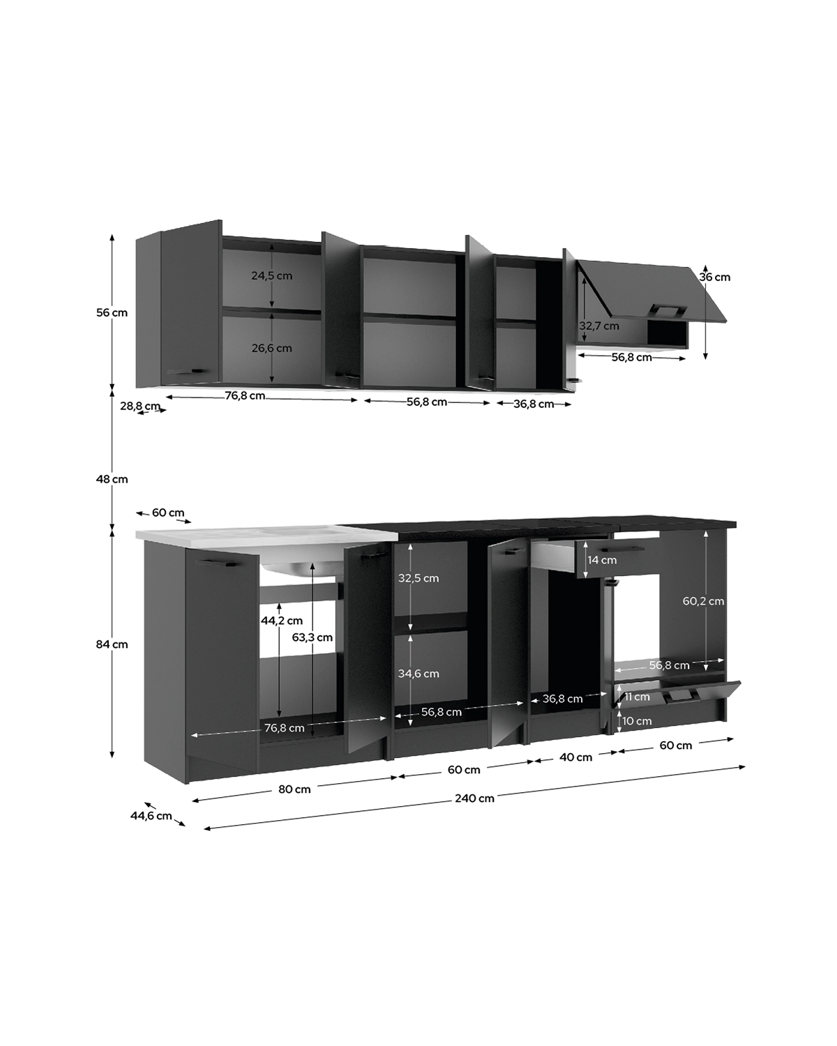Cocina modular Kirsten con módulo de horno