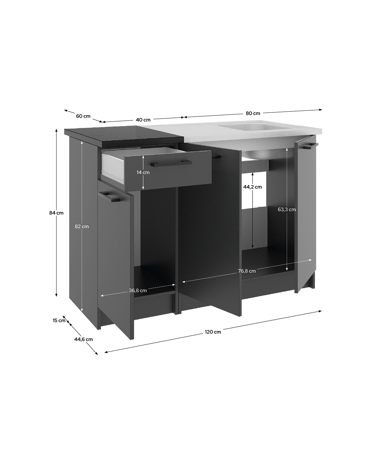 Conjunto de 2 módulos de cocina inferiores Kirsten