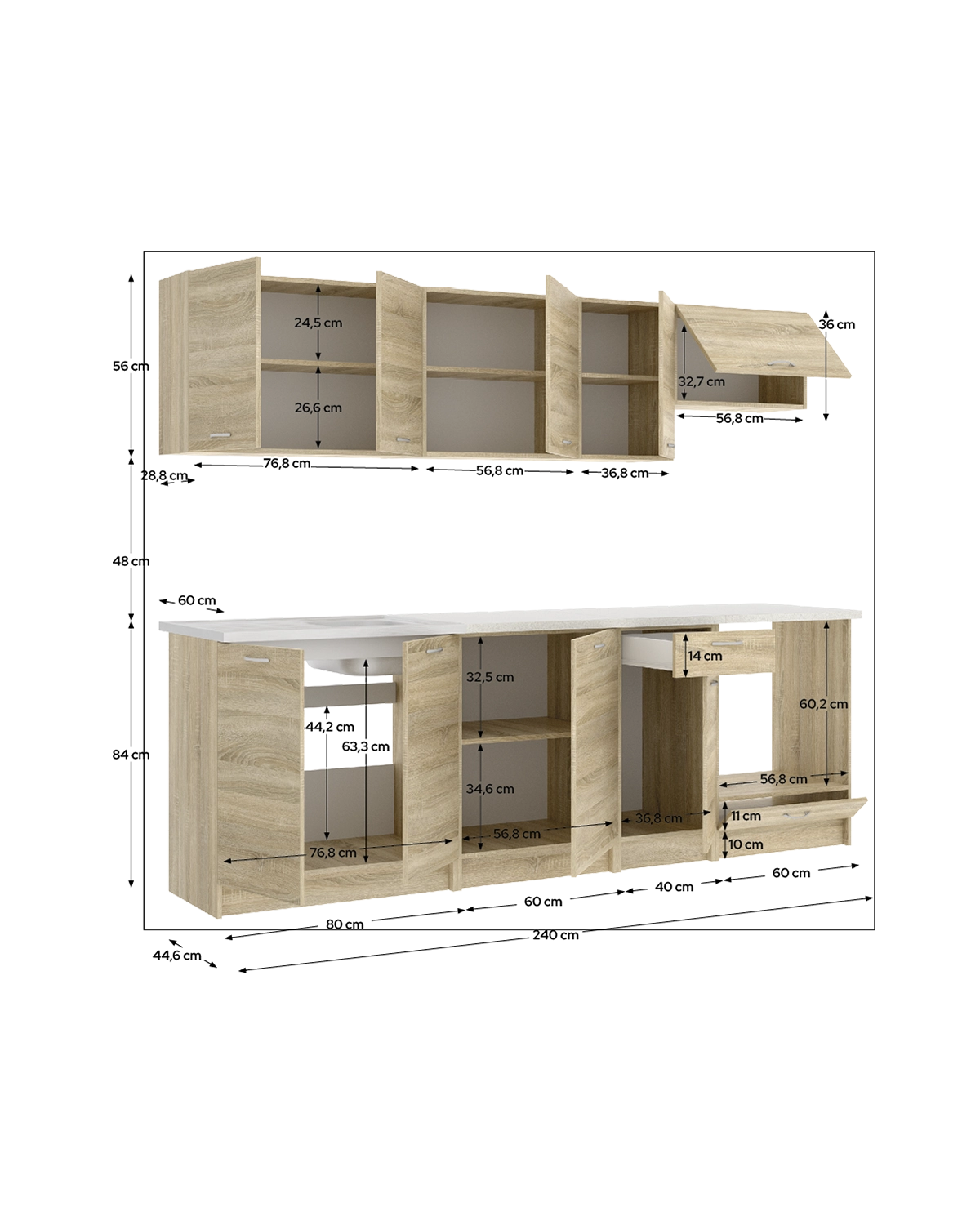 Cocina modular Kirsten con módulo de horno